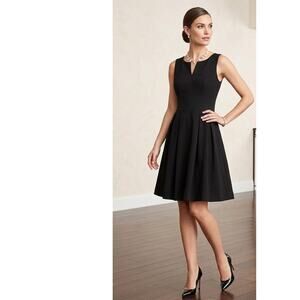 WHBM Womens Size 8 Black Knee Length Fit & Flare LBD Sleeveless Cocktail Dress